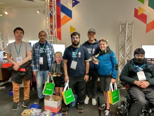 Winners of the lego design competition with some of the volunteers