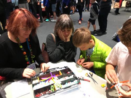 Sue showing how to make bristlebots